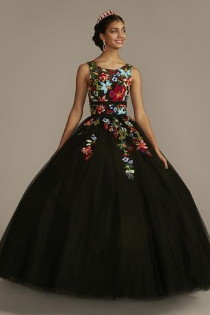 Floral Lace Applique Quince Dress ...